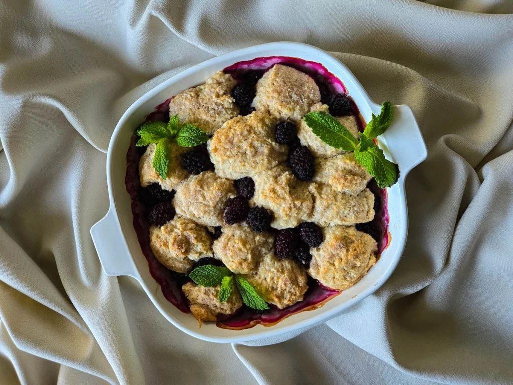 Blackberry Cobbler with Fresh Mint