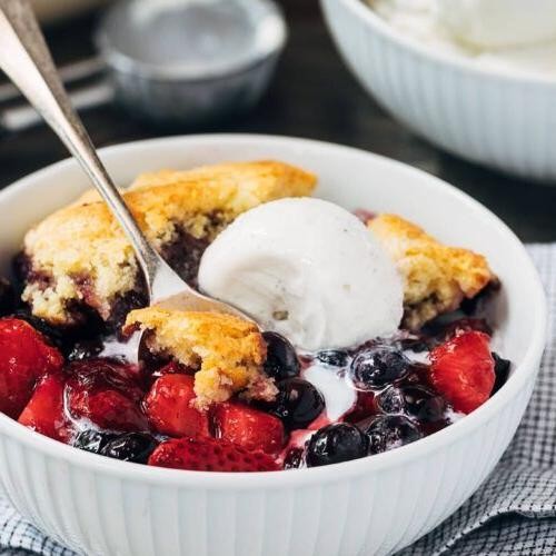 Blackberry Cobbler with a Cornbread Crust