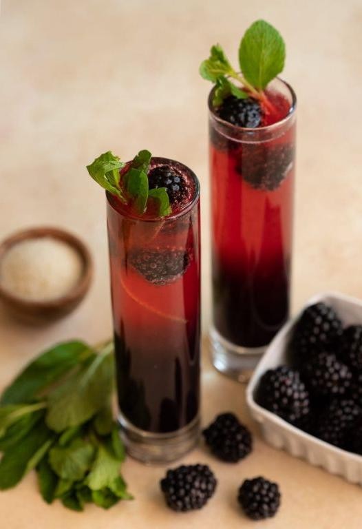 Blackberry Mint Champagne Punch