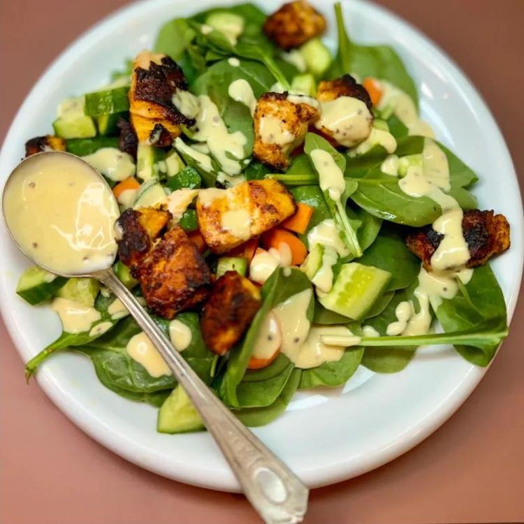 Blackened Salmon Salad with Honey Mustard Dressing