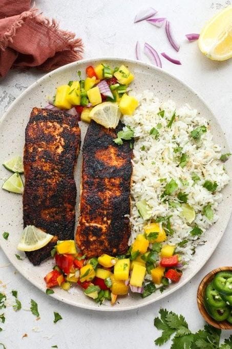 Blackened Salmon with Coconut Rice