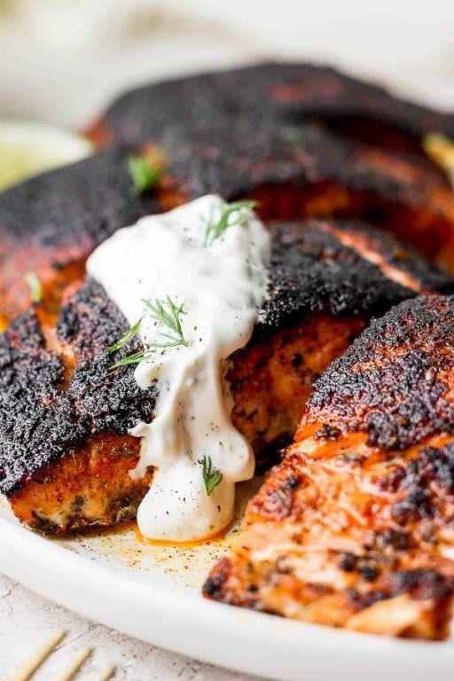 Blackened Salmon with Creamy Dill Sauce