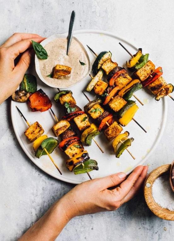 Blackstone Grilled Tofu and Vegetable Kebabs