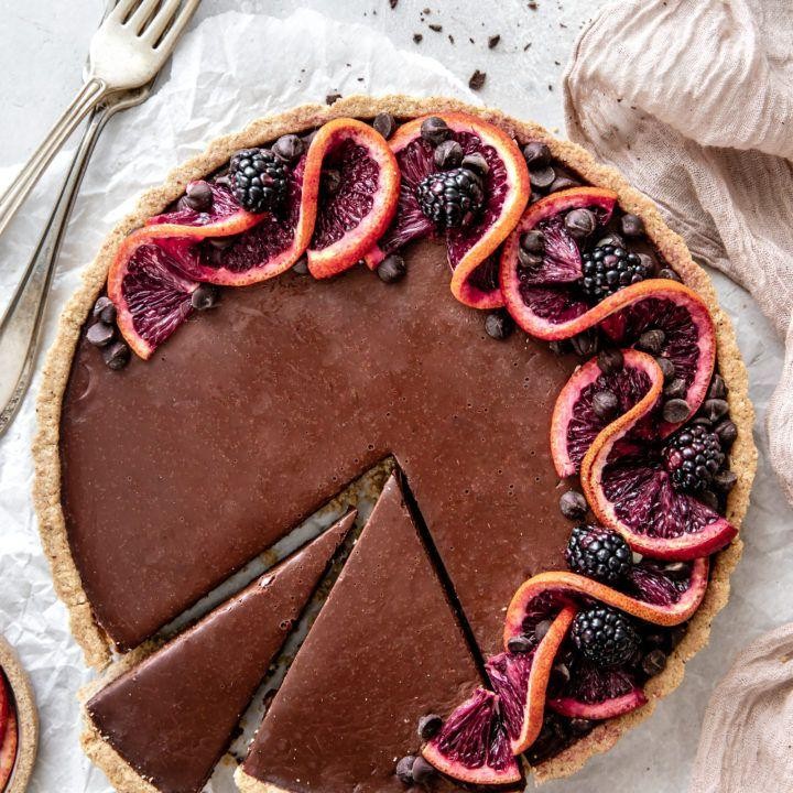 Blood Orange and Dark Chocolate Tart