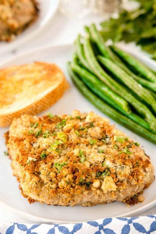 Blue Cheese Crusted Thick Cut Pork Chops