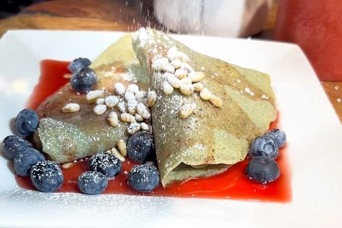 Blue Cornmeal Crepes with Fruit Filling