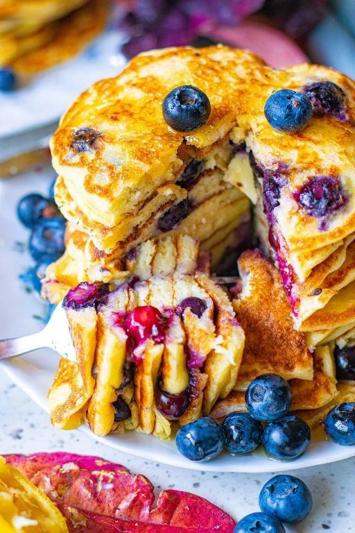 Blueberry Cream Cheese Pancakes