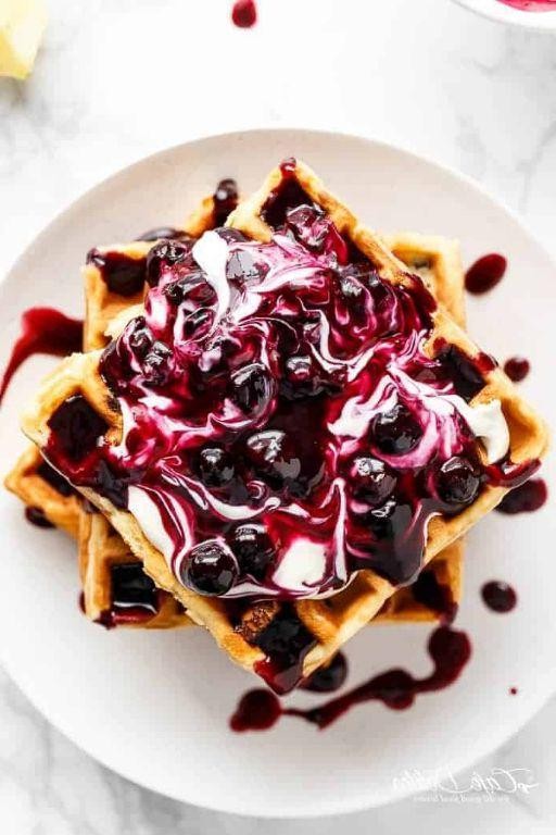 Blueberry Cream Cheese Waffles