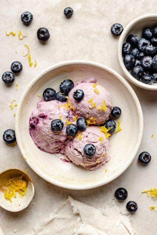 Blueberry Lemon Cottage Cheese Ice Cream