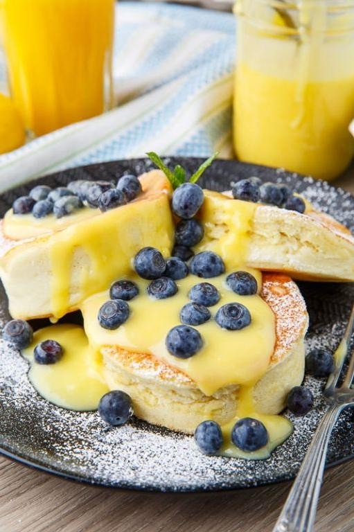 Blueberry Lemon Souffle Pancakes