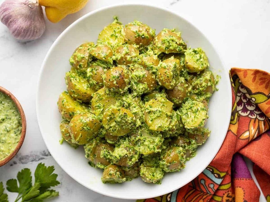 Boiled Potatoes with Pesto