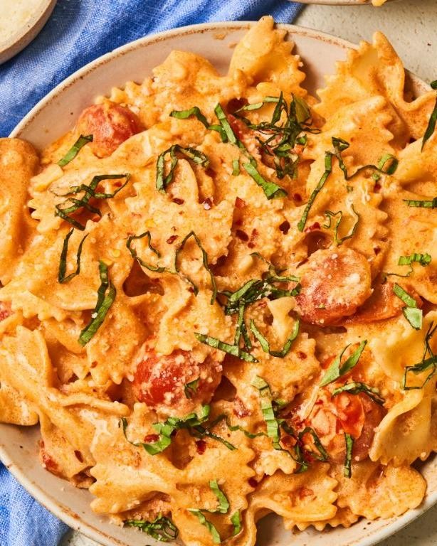 Bow Tie Pasta in Creamy Tomato Sauce