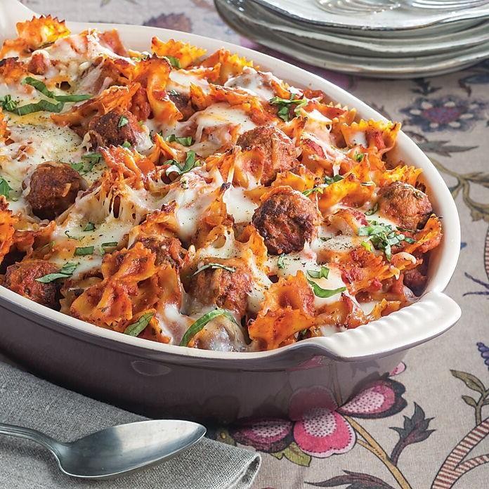 Bow Tie Pasta with Meatballs and Marinara