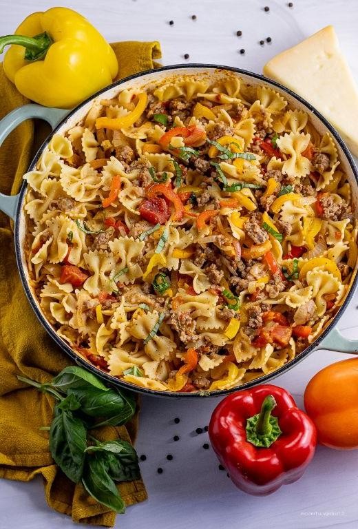 Bow Tie Pasta with Sausage and Peppers