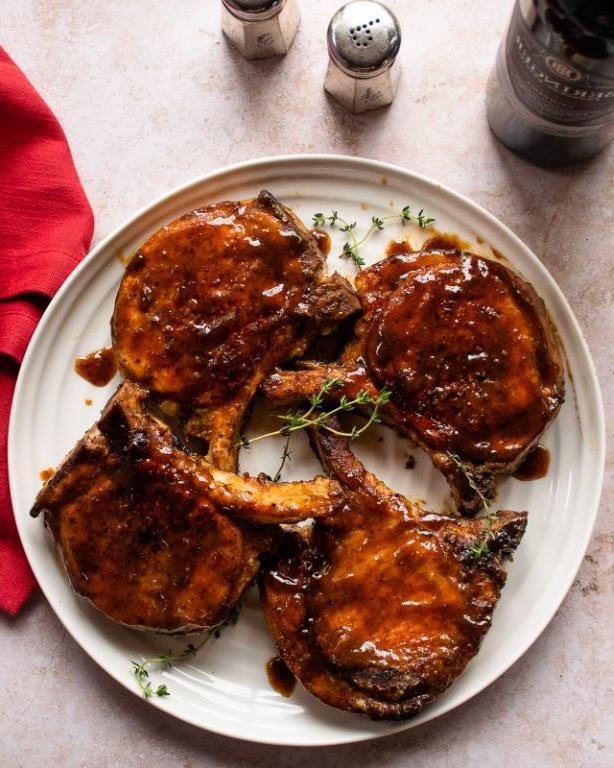 Brown Sugar Glazed Thick Cut Pork Chops