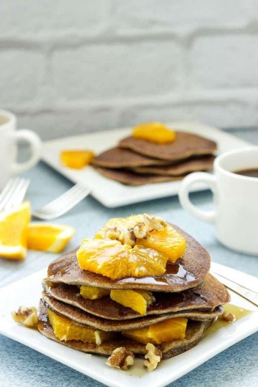 Buckwheat Pancakes with Dark Chocolate and Orange