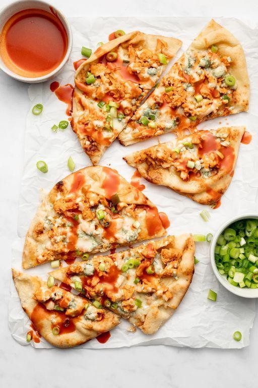 Buffalo Chicken Naan Pizza