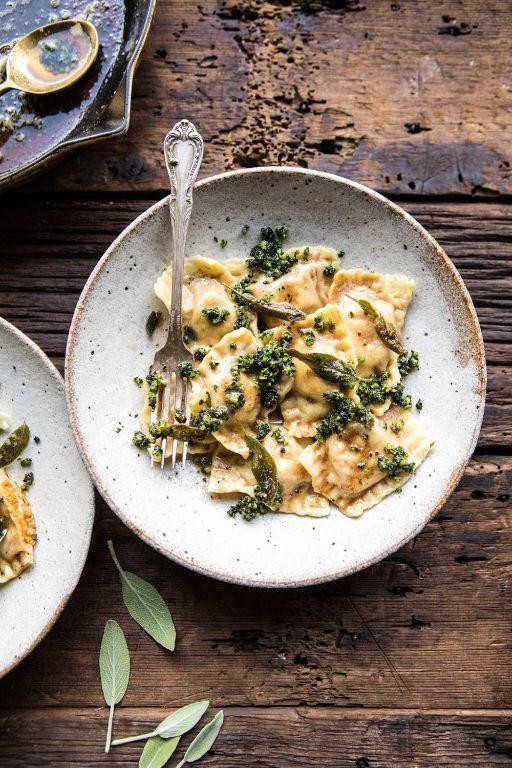Butternut Squash Ravioli with Pumpkin Seed Pesto
