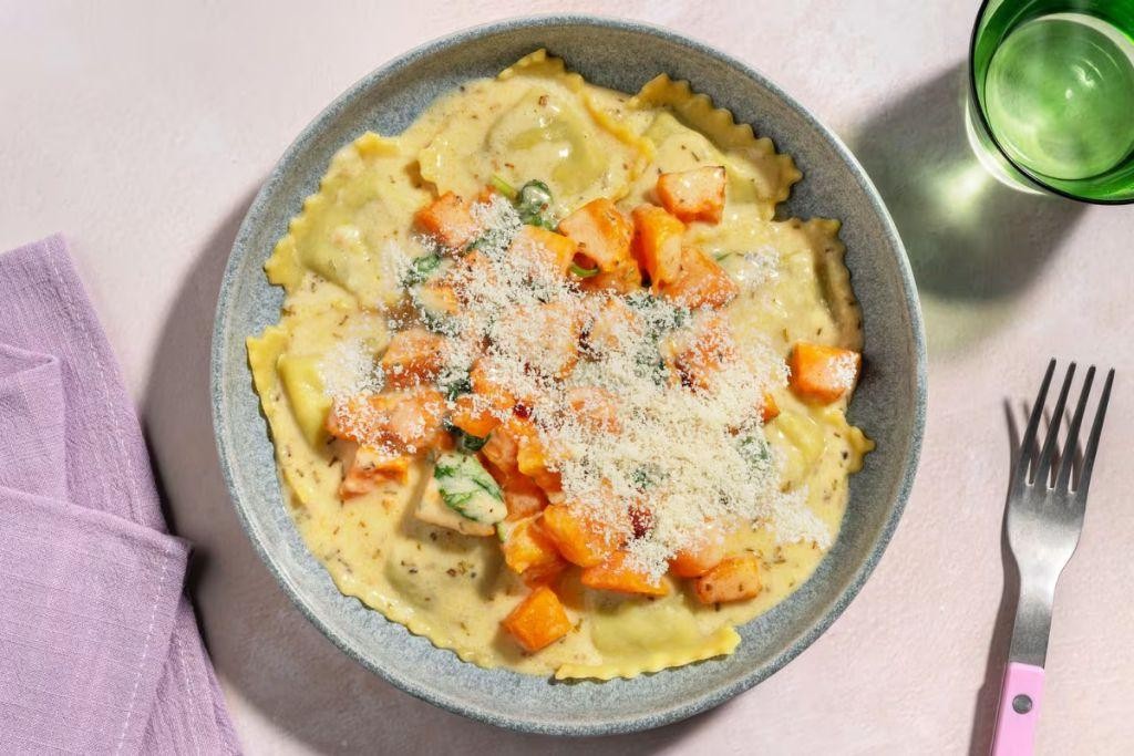 Butternut Squash Ravioli with Roasted Garlic and Ricotta
