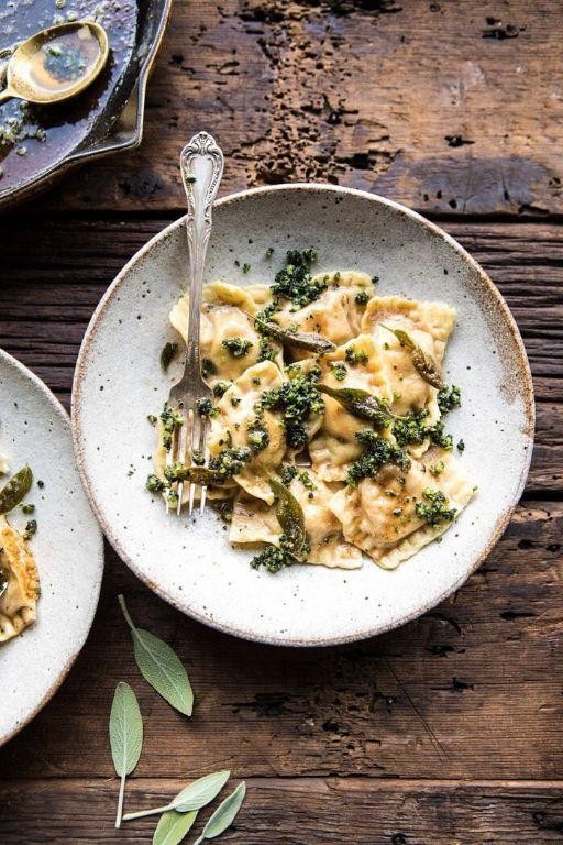 Butternut Squash Ravioli with Spinach and Gorgonzola