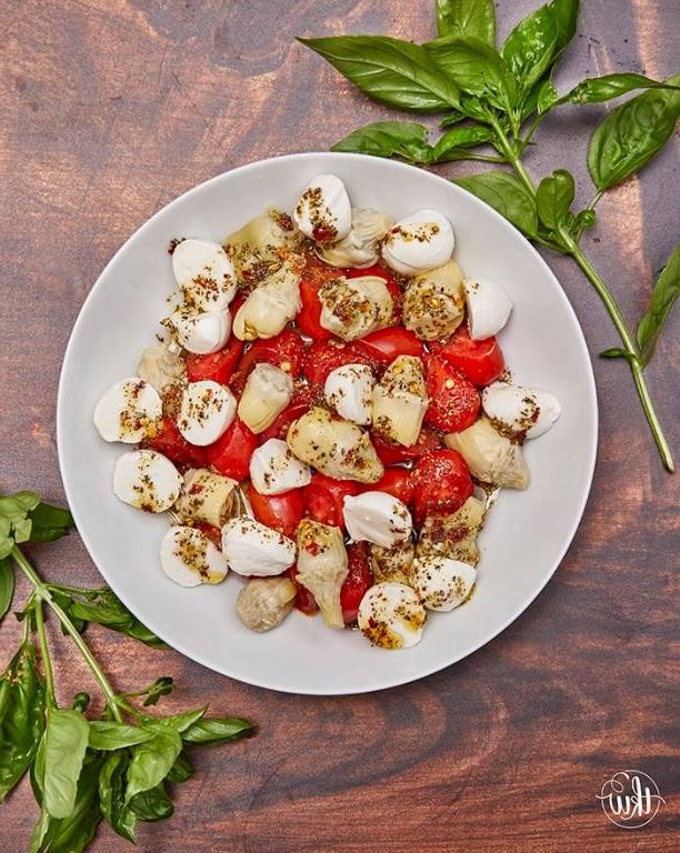 Caprese Salad with Marinated Artichoke Hearts