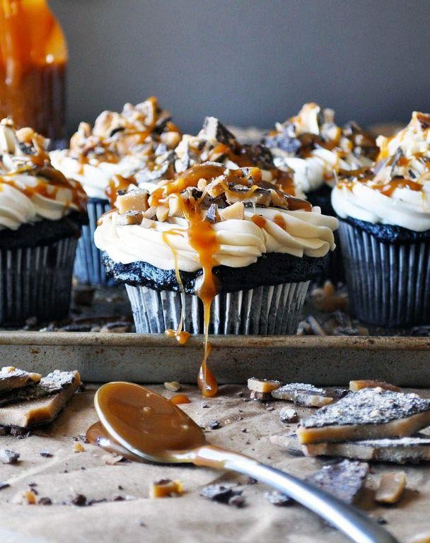 Caramel Ciroc Cupcakes with Salted Caramel Drizzle