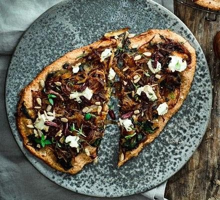 Caramelized Onion and Goat Cheese Naan Pizza