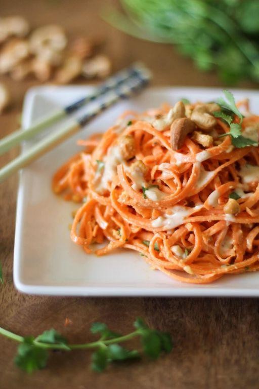 Carrot Spiral Noodles with Peanut Sauce