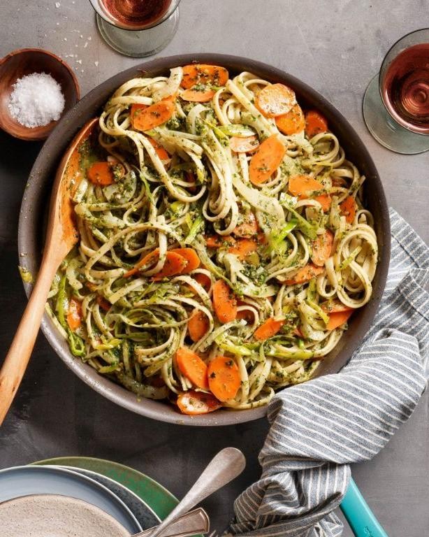 Carrot Top Pesto Pasta