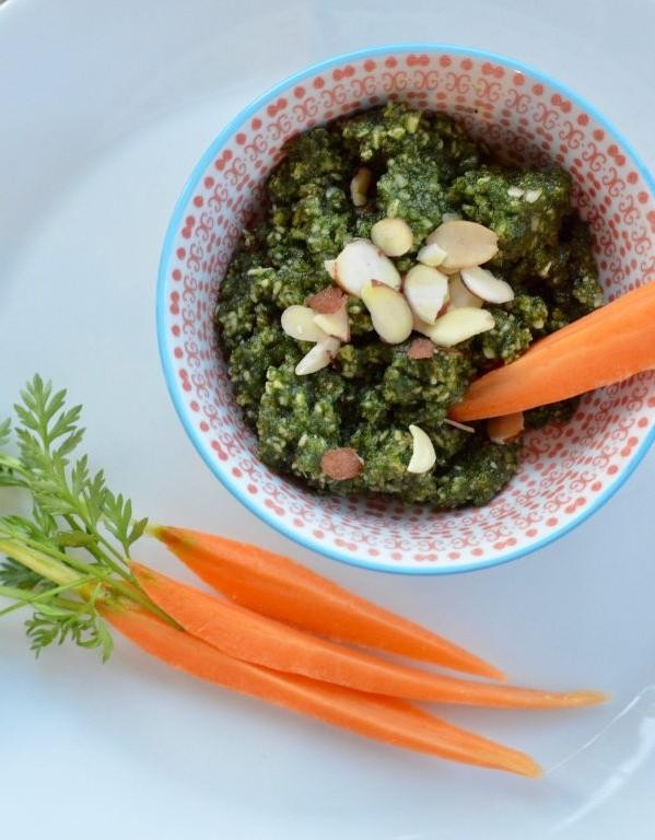 Carrot Top and Almond Pesto