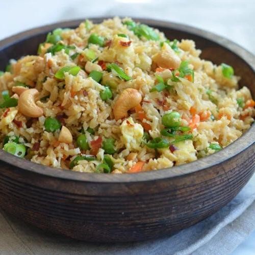 Cauliflower Fried Rice with Egg and Peas