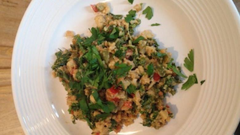 Cauliflower Rice Salad with Lemon Tahini Dressing