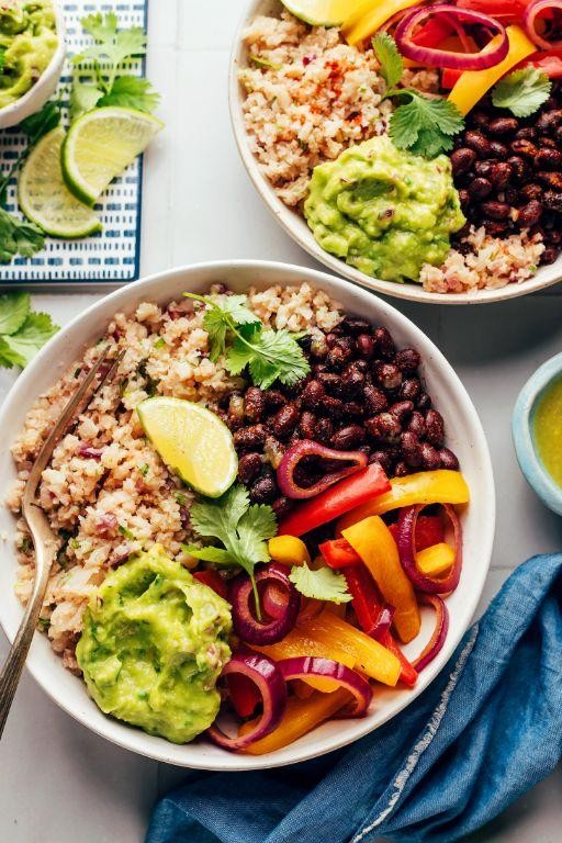 Cauliflower Rice and Black Bean Burrito Bowls