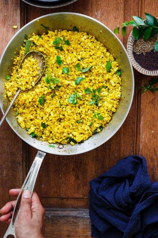 Cauliflower Rice with Indian Spices and Herbs