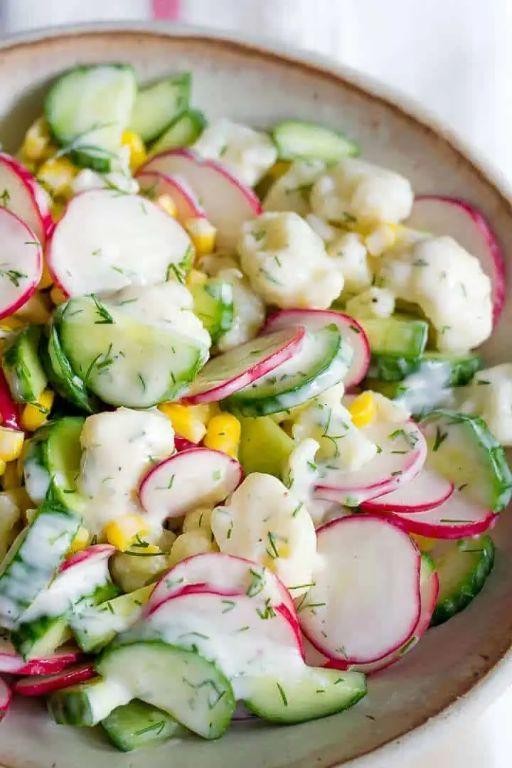 Cauliflower Salad with Cucumbers and Dill