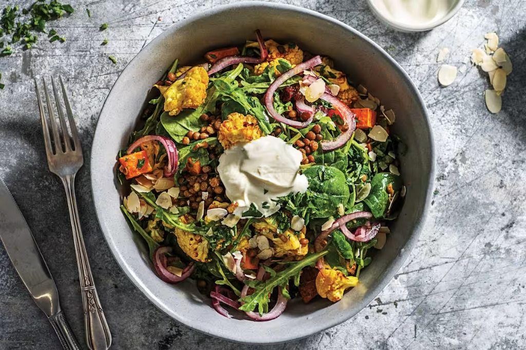 Cauliflower and Lentil Salad with Turmeric Dressing