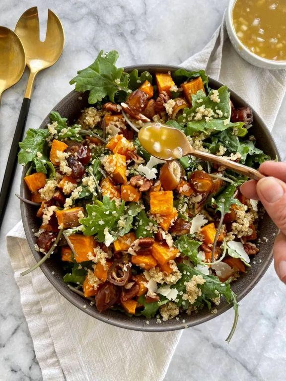 Cauliflower and Sweet Potato Salad with Maple Mustard Dressing