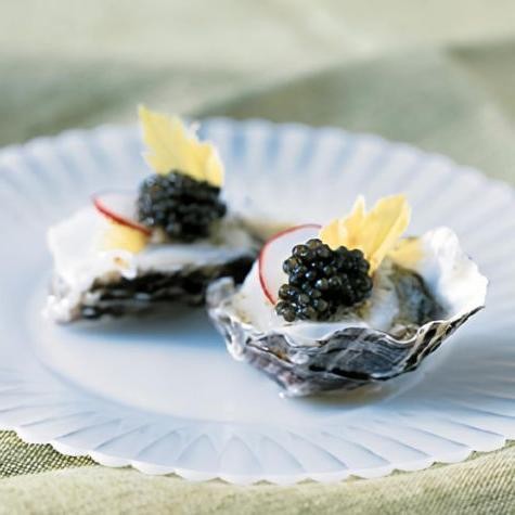 Caviar Topped Oysters on the Half Shell