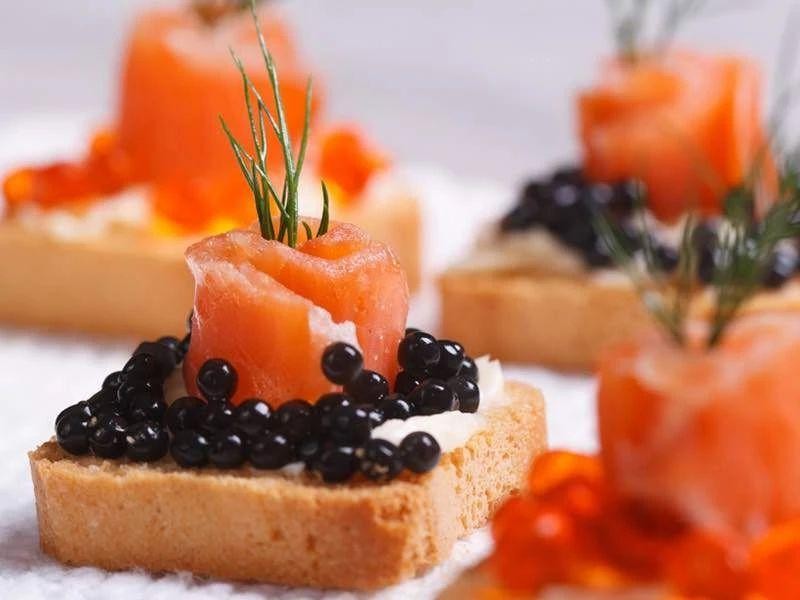 Caviar and Smoked Salmon Canapés
