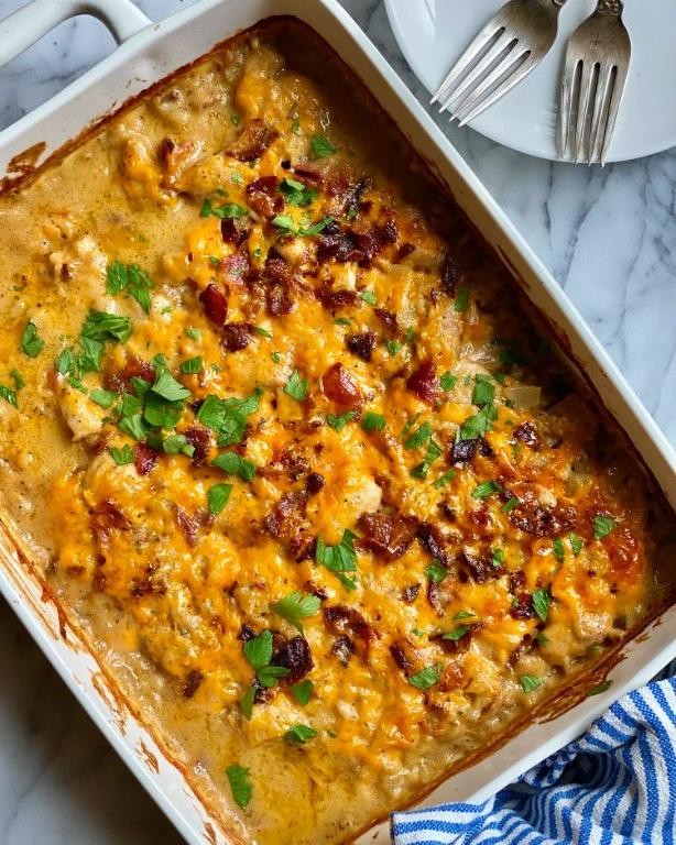 Cheesy Bacon Chicken Leg Quarter Casserole