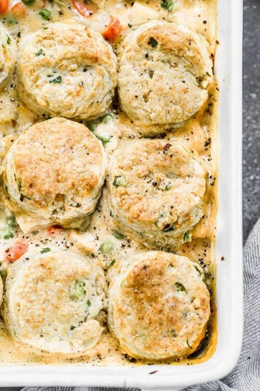 Cheesy Chicken Pot Pie with Parmesan Biscuits