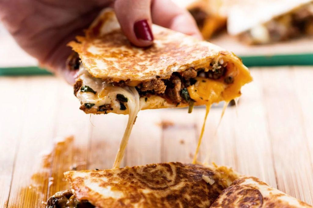 Cheesy Ground Beef and Spinach Quesadillas