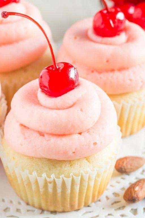Cherry Ciroc Cupcakes with Almond Frosting