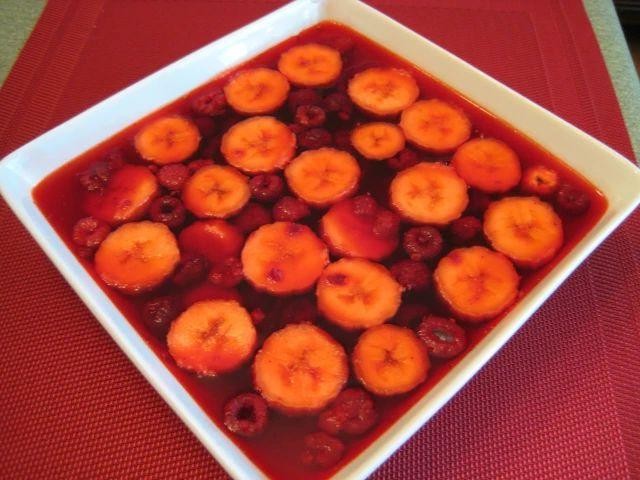 Cherry Jello with Banana Slices