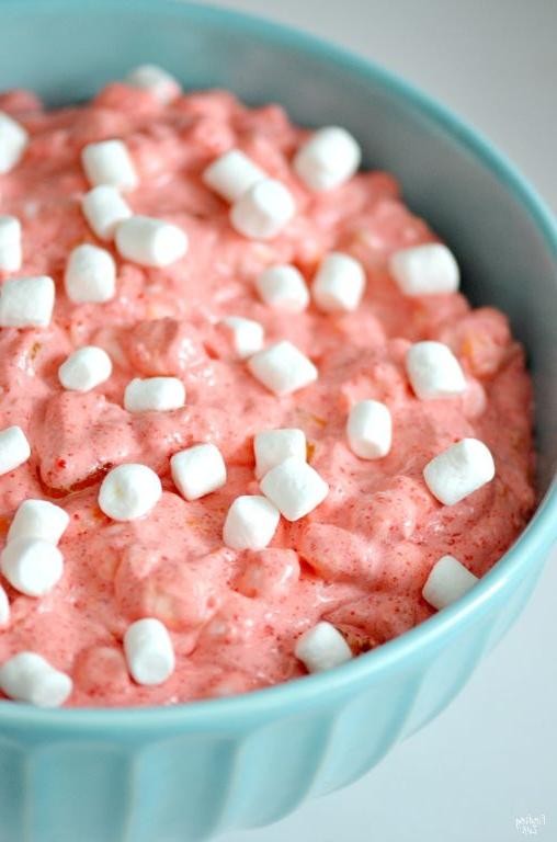 Cherry Jello with Mini Marshmallows