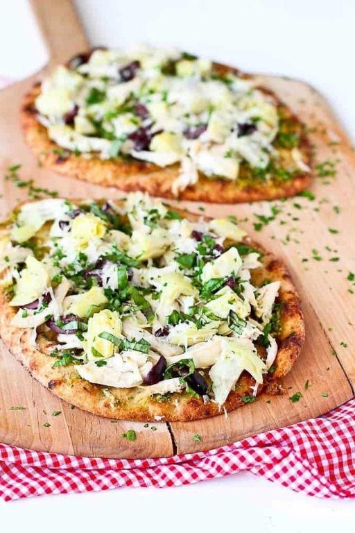 Chicken Artichoke and Pesto Flatbread
