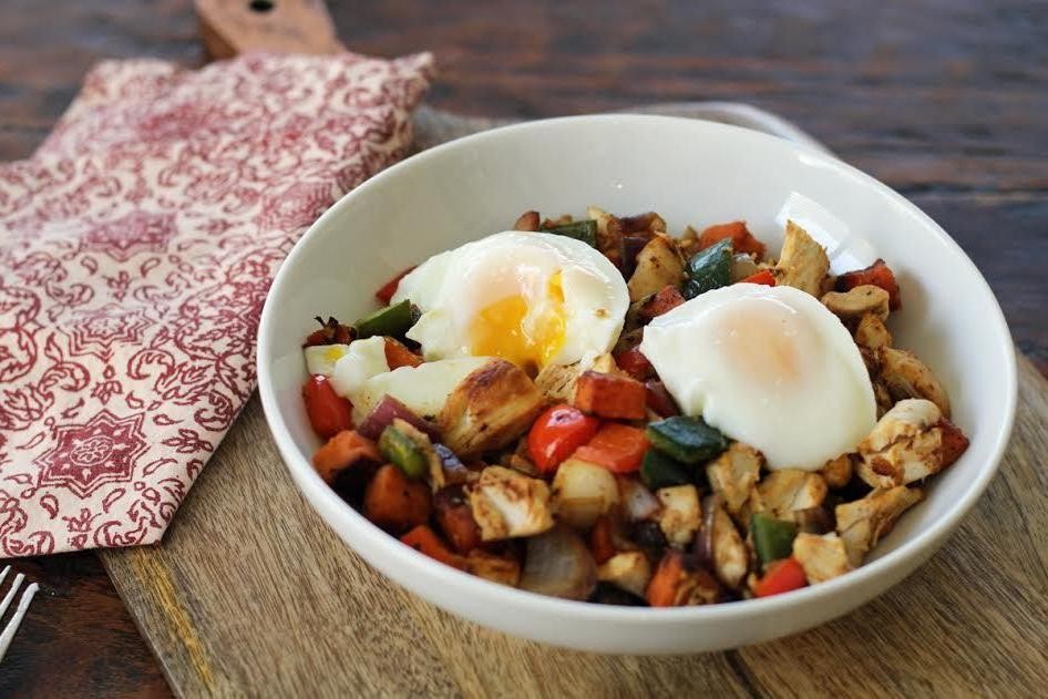 Chicken Bacon and Sweet Potato Hash