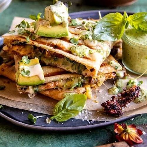 Chicken Basil Quesadillas