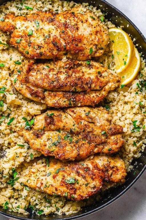 Chicken Breast with Cauliflower Rice