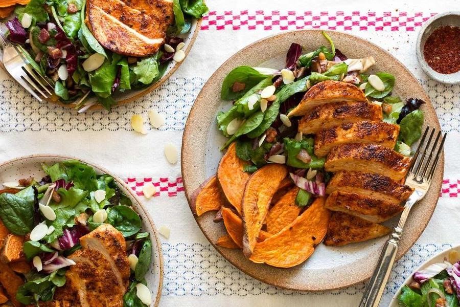 Chicken Breast with Potato and Spinach Salad